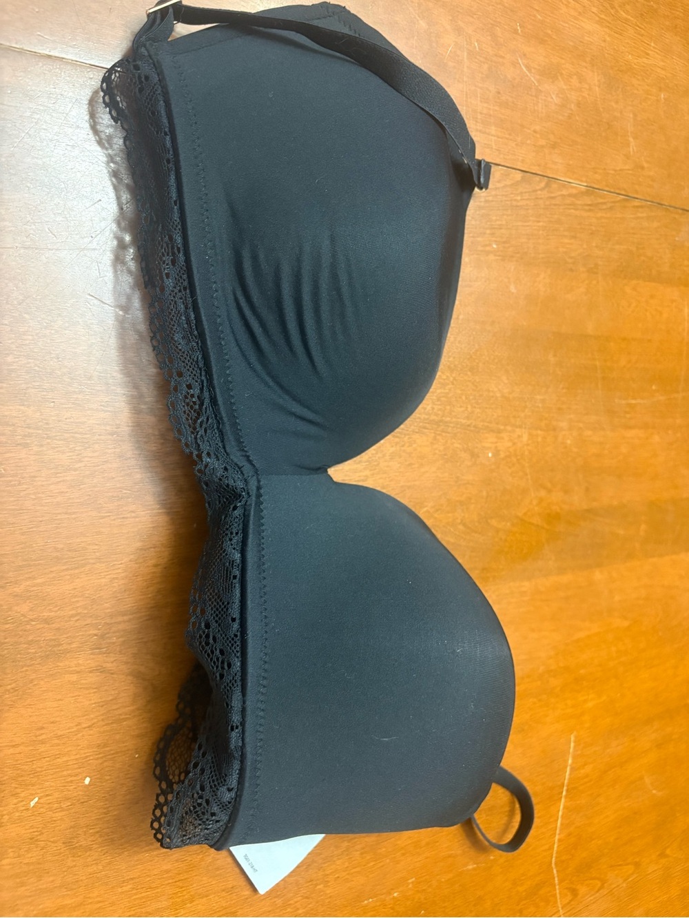 Tag Black Lace-Trim Strapless Bra